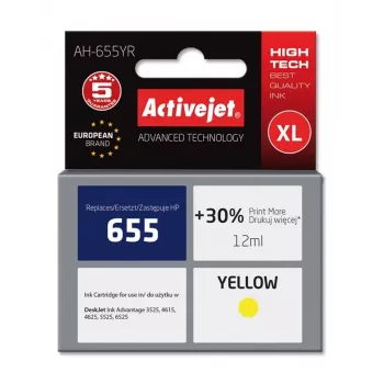 Activejet AH-655YR Tinte (aizstāj HP 655 CZ112AE; Premium; 12 ml; dzeltena)