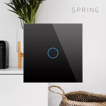 Pieskārienu slēdzis Spring One Way Glass Black — vienpola, stikla virsma