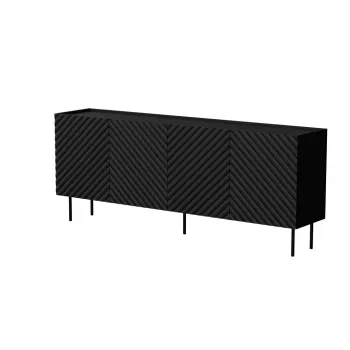 Kumode cama meble LUCCA 4D, 200×40×80 cm, melna, skaidu plātnes rāmis