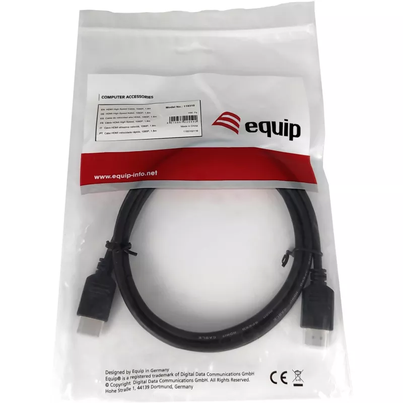 HDMI kabelis Equip 1.8 m 1080P Melns
