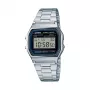 Rokas pulkstenis CASIO A158WA-1DF — digitāls, sveķu korpuss, nerūsējošā tērauda aproce