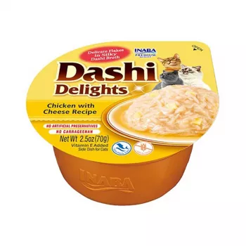 INABA Dashi Delights Vistas gaļa ar sieru buljonā - kaķu gardumi - 70g