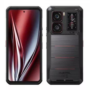 Oukitel WP300 5G viedtālrunis, 6,8 collu ekrāns, 12 GB RAM, 512 GB, 16000 mAh, IP69K, Android 15, melnā krāsā