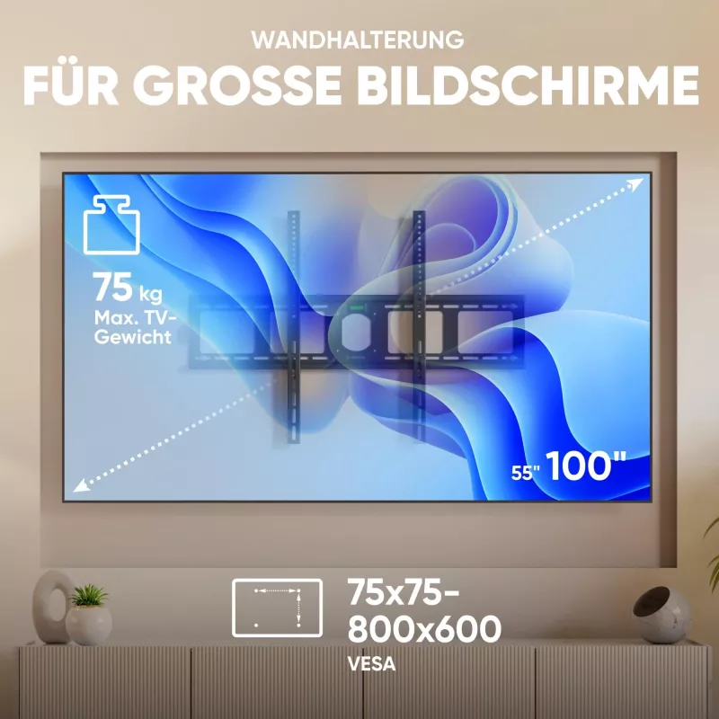 TV sienas stiprinājums 55-100 collām/melns UF4-B Onkron