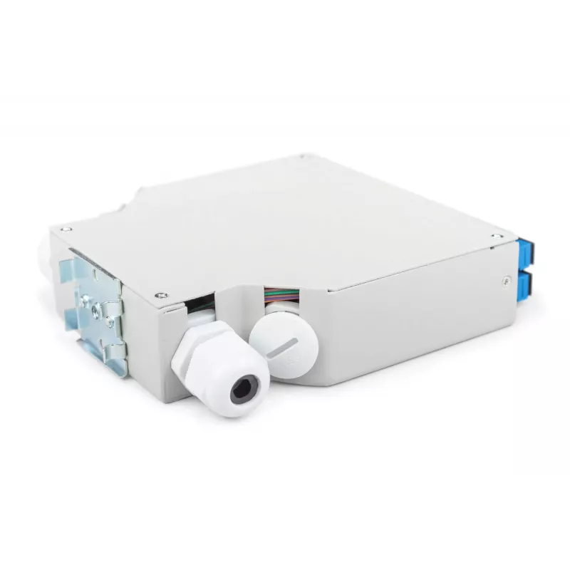 Optisko šķiedru DIN-sliedes kārba DIGITUS DN-963890, OS2, SC adapteris ar 2 m pigtail, tērauds, zili pelēka