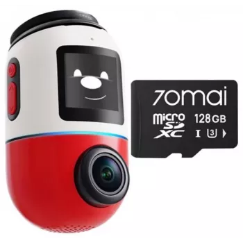 Autokamera 70mai Omni X800 4K ar 128GB 70mai SD karti, sarkana