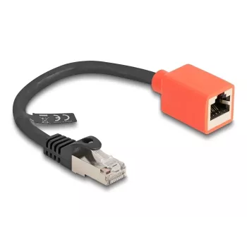Tīkla kabelis DeLOCK RJ45 ierīces aizsardzības adapteris Cat.6A S/FTP 20 cm Melns Sarkans