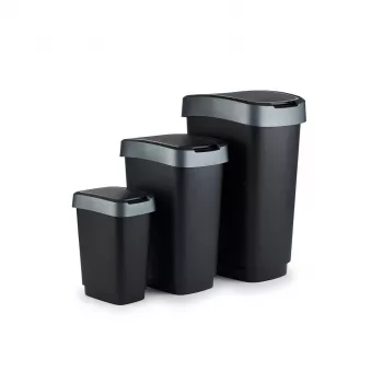 Rotho Twist 25 L taisnstūra polipropilēna atkritumu konteiners — 25 L, 476×333×252 mm, melns