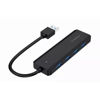 USB centrmezgls Gembird 4-portu USB 3.1 (Gen 1) — 4 porti, USB 3.2 Gen 1 Type-A, 5V/2.1A, 109×30×10 mm, melns
