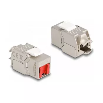 DeLOCK Keystone modulis RJ45 ligzda uz LSA Cat.6A bezinstrumentāls ar sarkanu putekļu vāciņu