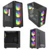 Datora korpuss Savio Noctis Glass RGB Cube, ATX/Micro-ATX/Mini-ITX, rūdīta stikla priekšpuse, RGB ventilatori, melns