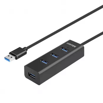 UNITEK Y-3089V01 USB 3.2 Gen 1 interfeisa centrmezgls 5 portu Type-A 5000 Mbit/s Melns