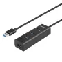 UNITEK Y-3089V01 USB 3.2 Gen 1 interfeisa centrmezgls 5 portu Type-A 5000 Mbit/s Melns