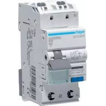 Hager kombinētais noplūdes un pārslodzes automāts 1P+N 127V 6kA B-16A 30mA A tips QC (ADS917D)