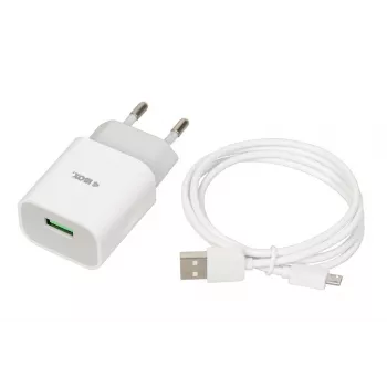 Lādētājs iBOX C-41 USB 2A, 1 USB ports, microUSB kabelis, Balts
