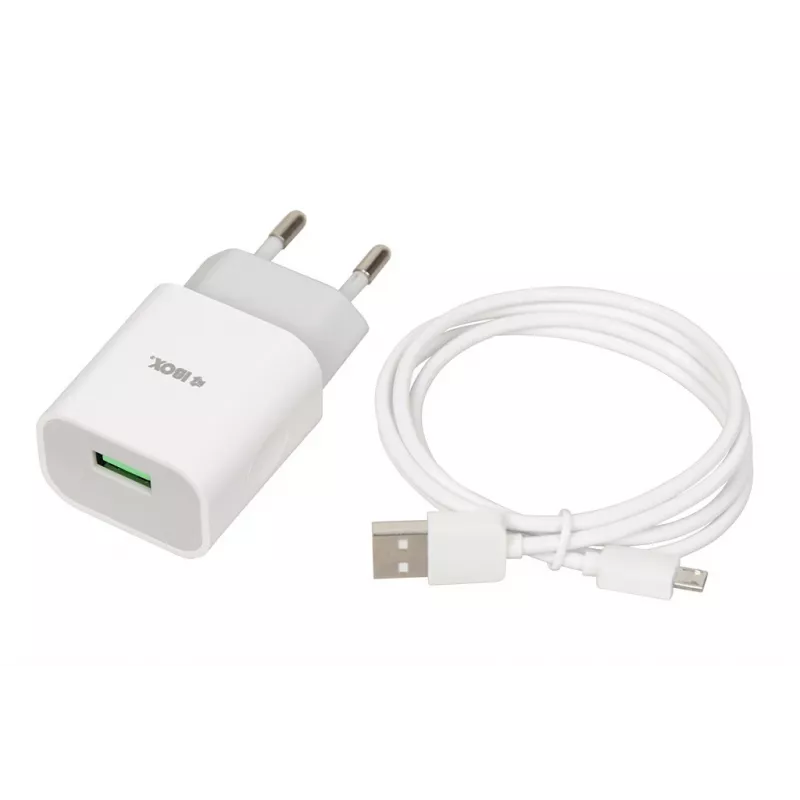 Lādētājs iBOX C-41 USB 2A, 1 USB ports, microUSB kabelis, Balts