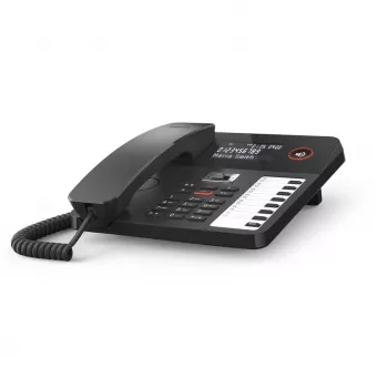 DECT telefons Gigaset DESK 800A ar vadu klausuli, 200 ierakstu telefonu grāmata, melns