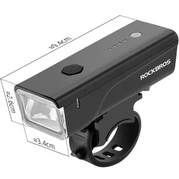 Rockbros Velogaisma + USB-C - USB-A kabelis 260 lm Melna
