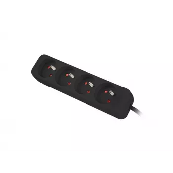 Lanberg PS0-04E-0150-BK Pagarinātājs 4 Kontaktligzdas Melns