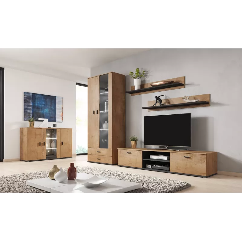 Cama set of two shelves 125cm SOHO lefkas oak/Melns