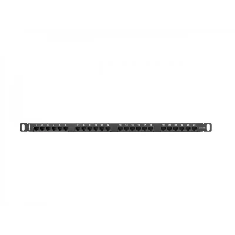 Lanberg PPU5-0024-B - 24 portu RJ-45 Cat5e sadales panelis - melns - metāls - 19 inch 0.5U