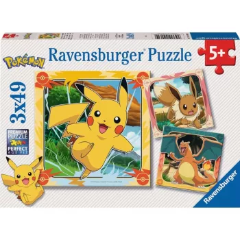 Puzle Ravensburger Pikachu, Charizard un Eevee — 147 gabali, vecumam no 5 gadiem, 210×? mm