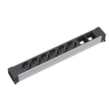 Pagarinātājs 6 AC kontaktligzdas Bachmann 909.009 Melns Sudrabs