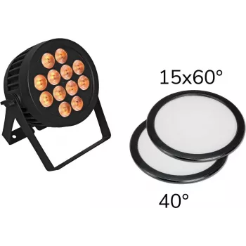 LED PAR Gaisma EUROLITE 12x8W QCL 15x60° & 40° ar 2 Difuzoriem
