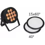 LED PAR Gaisma EUROLITE 12x8W QCL 15x60° & 40° ar 2 Difuzoriem