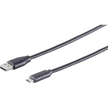 USB kabelis S/CONN 77143-1.0 USB 2.0 1 m USB-C USB-A Melns