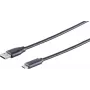 USB kabelis S/CONN 77143-1.0 USB 2.0 1 m USB-C USB-A Melns