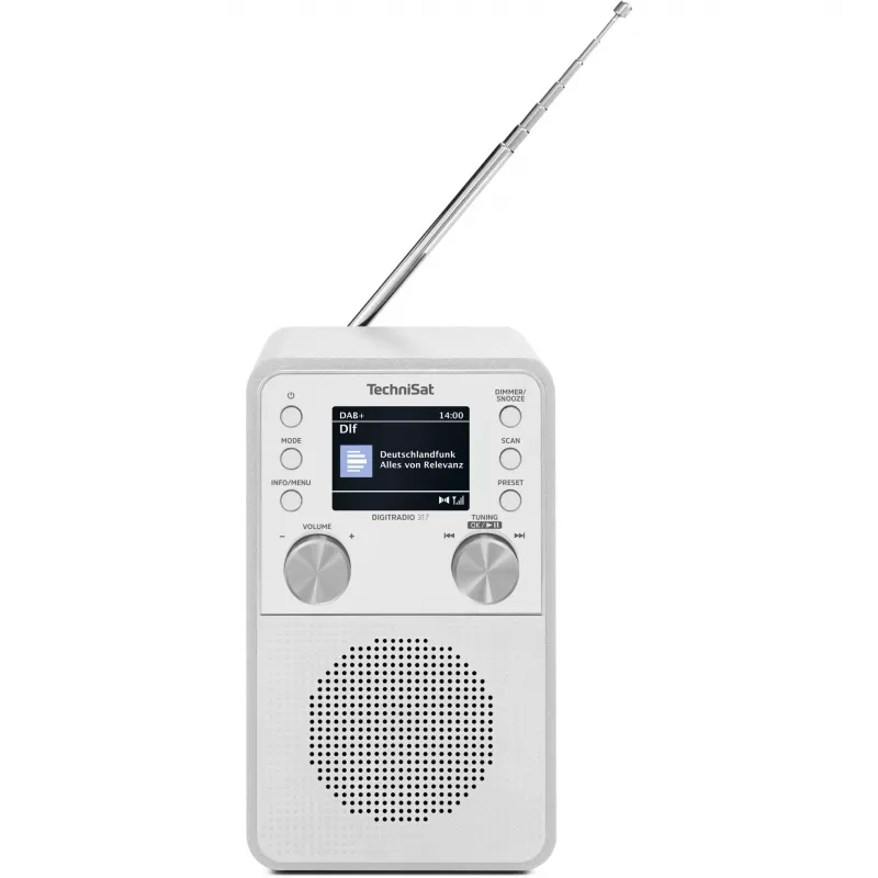 Digitālais radio TECHNISAT DigitRadio 317 Balts — FM un DAB+ uztveršana, kompakts galda modelis