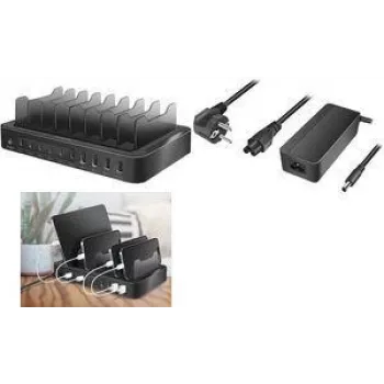 Logilink PA0327 uzlādes stacija 10 ierīcēm, 4x USB-A + 6x USB-C, PD 3.0, QC 3.0