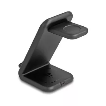 DELOCK 66941 Bezvadu lādētājs 3-in-1 viedtālrunim, viedpulkstenim, austiņām USB Type-C 15W Iekštelpām Melns