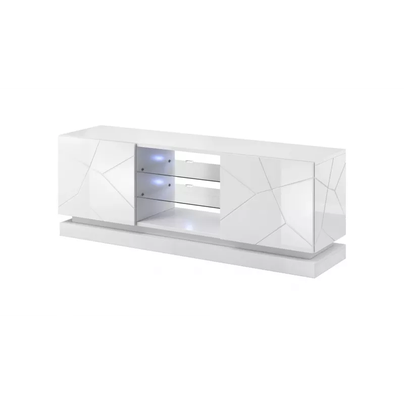 TV skapis Cama Meble QIU 160 — MDF balts spīdums, 1600×420×570 mm