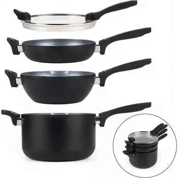 Trauku komplekts Russell Hobbs RH01840EU7 — 4 daļas, saliekams, metālisks marmors