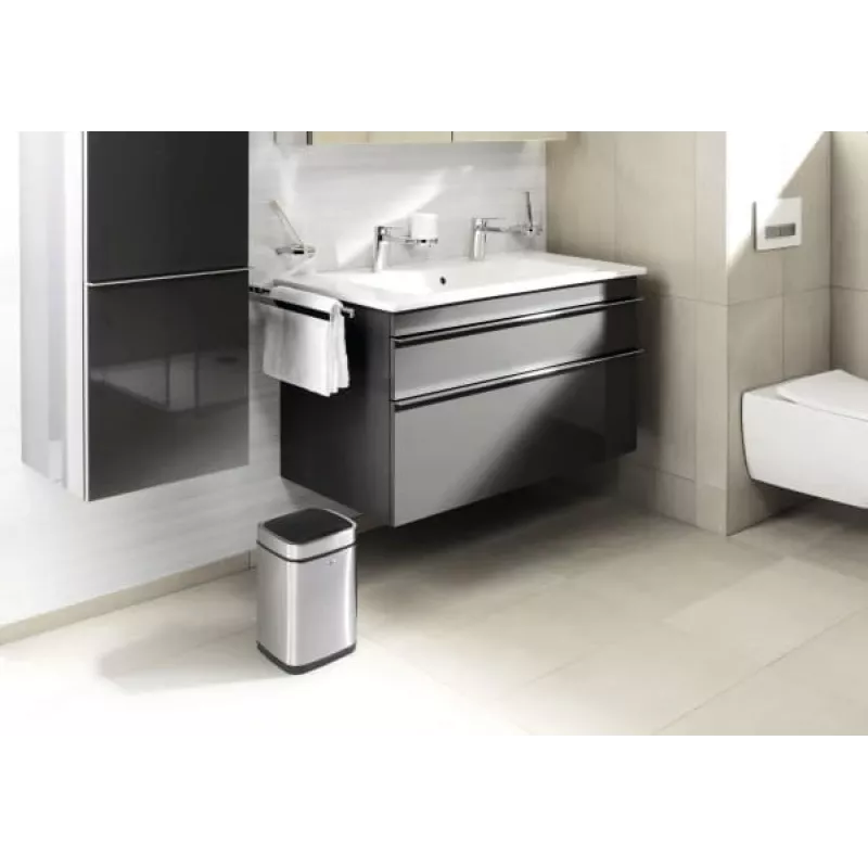 Durable NO TOUCH 6L taisnstūra nerūsējošā tērauda atkritumu tvertne sudraba melna