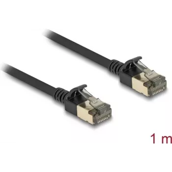 Tīkla kabelis DeLOCK RJ45 Cat.8.1 F/FTP Slim Pro 1m Melns
