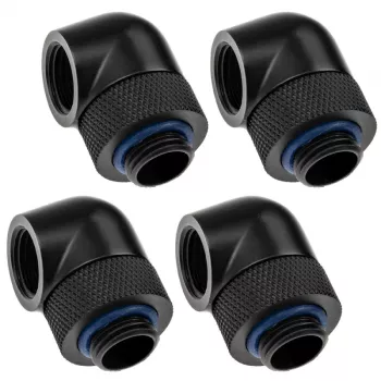 Adapter 90° G1/4 collītis uz G1/4 ligzdu grozāms, XSPC, melns, 4 gab. iepakojums