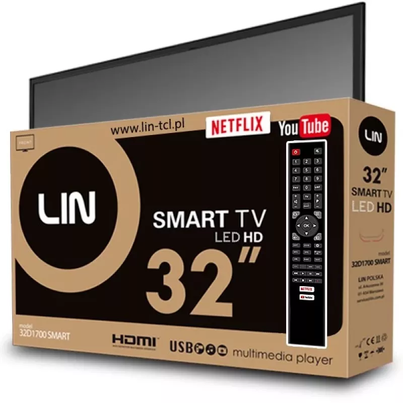 32 collu LIN 32D1700 SMART LED TV, HD-Ready 1366x768, DVB-T2, Wi-Fi, 2×HDMI, 2×USB, 81.3 cm