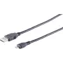 USB kabelis S/CONN 14-11055 5m USB A Micro-USB B Melns