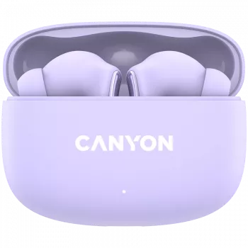 Canyon TWS-9 CNS-TWS9P Bezvadu austiņas – True Wireless – Bluetooth 5.4 – Iekšauss – 6h + 30h darbības laiks – USB-C uzlādes futrālis – Skārienjutīga vadība – ceriņkrāsa