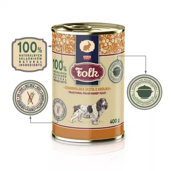 FOLK Traditional polish rabbit feast - mitrā suņu barība - 400g