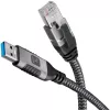 Techly ICOC U3A-RJ45-010 USB-A uz Gigabit Ethernet adaptera kabelis, 1 m, melns/sudraba