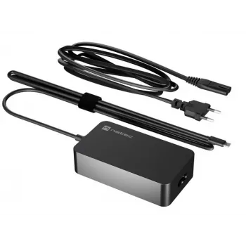 NATEC Grayling USB-C 45W strāvas adapteris, universāls melns