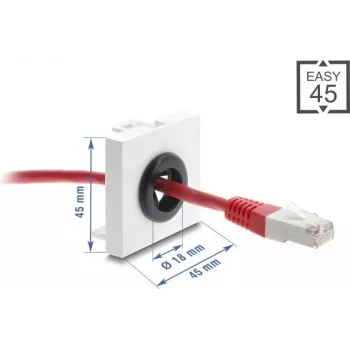 Kabeļa caurlaides gredzens DELOCK Easy 45, 18 mm diametrs, galda/skapja kabeļu izvads