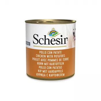 Slapjā suņu barība Agras Pet Foods Schesir Vistas gaļa ar kartupeļiem želejā 285 g, pieaugušiem suņiem, bez lipekļa un sojas