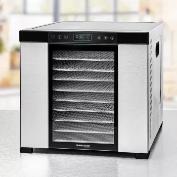 Pārtikas žāvētājs Rommelsbacher DA1050, nerūsējošais tērauds, 10 paplātes, 35–75 °C, 99 h taimeris, 1.6 m²