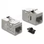 Delock 90757 Keystone moduļa savienotājs RJ45 ligzda uz RJ45 ligzda, Cat.6A, ekranēts, ar metāla fiksatoru un klipsi