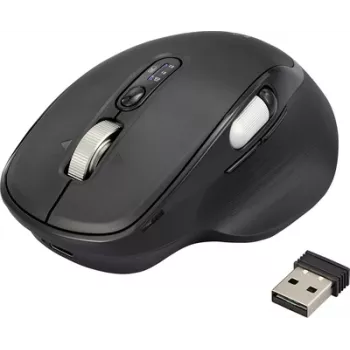 Renkforce RF-WM-220 Bezvadu pele Bluetooth®, M/L, optiska, melna, 11 pogas, 4800 dpi, ergonomiska, Easy Switch 3 ierīcēm, Multipair funkcija (RF-6857524)